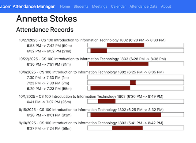 Screenshot of Student View 